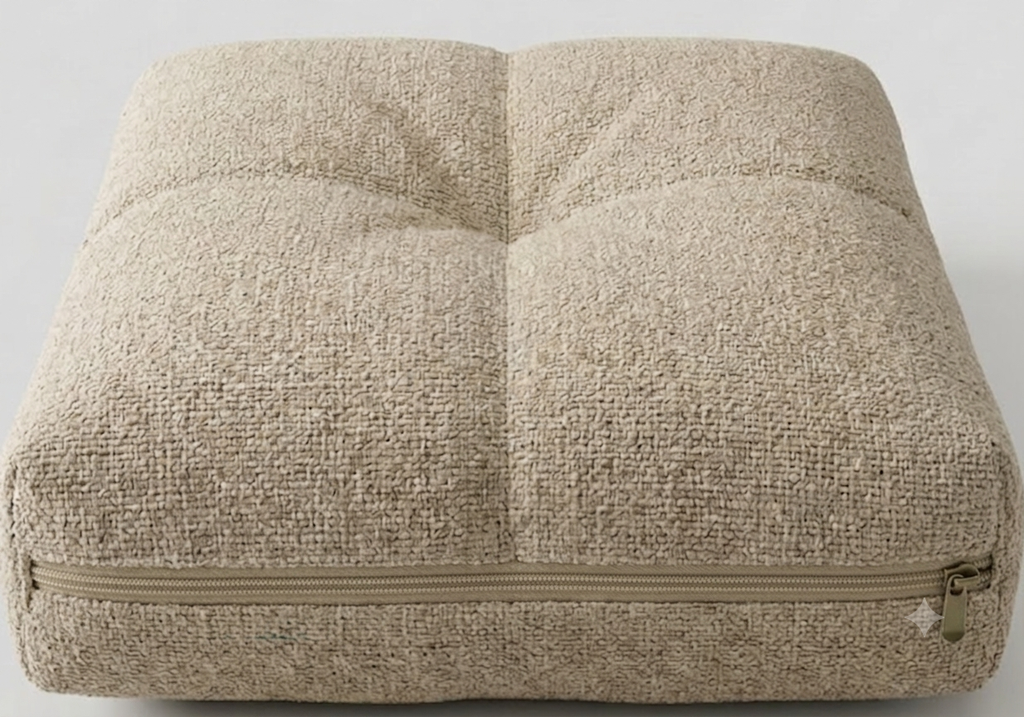 POUF 100x100x20cm avec une housse à fermeture avec un tissu d'ameublement