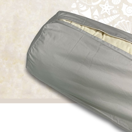 Traversin en faraoti avec une housse uni à glissière Ø18cm